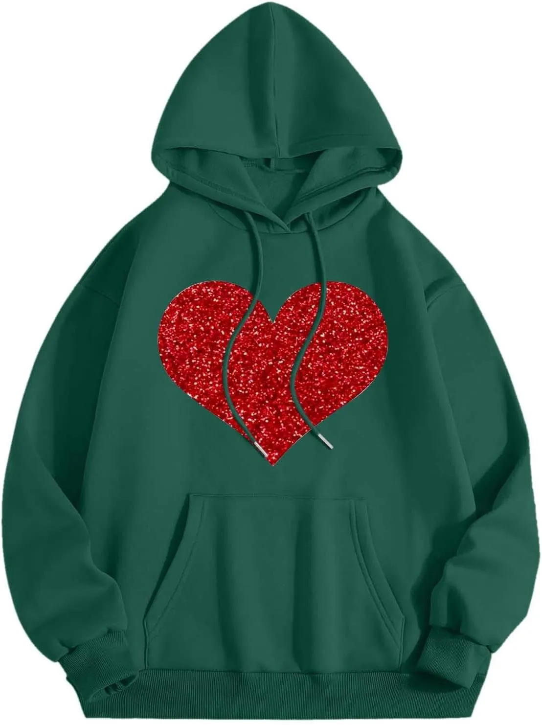 Hoodie Women Love Graphic Print Y2K Hoodies Oversized Casual Drawstring Long Sleeve Pullover Tops with Pockets