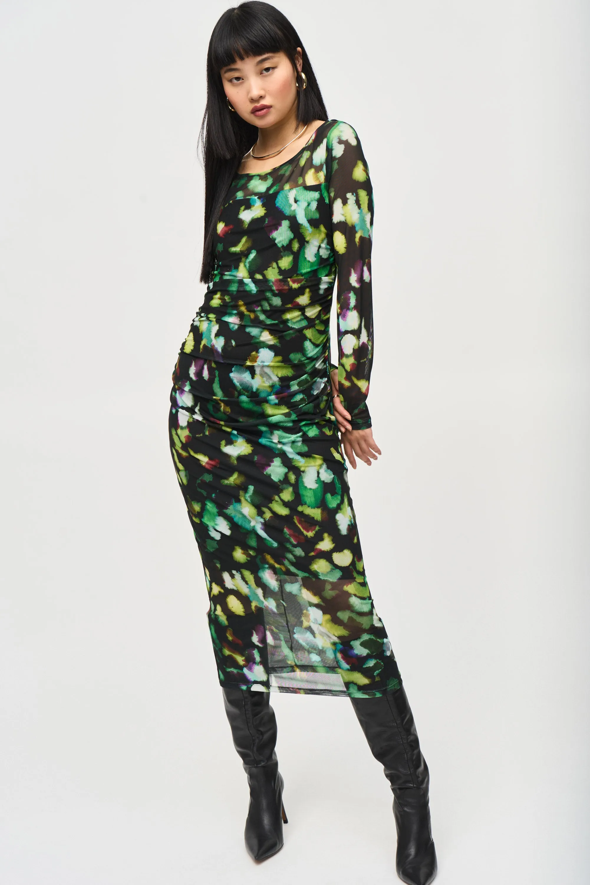 Joseph Ribkoff Women's Mesh Abstract Print Sheath Dress