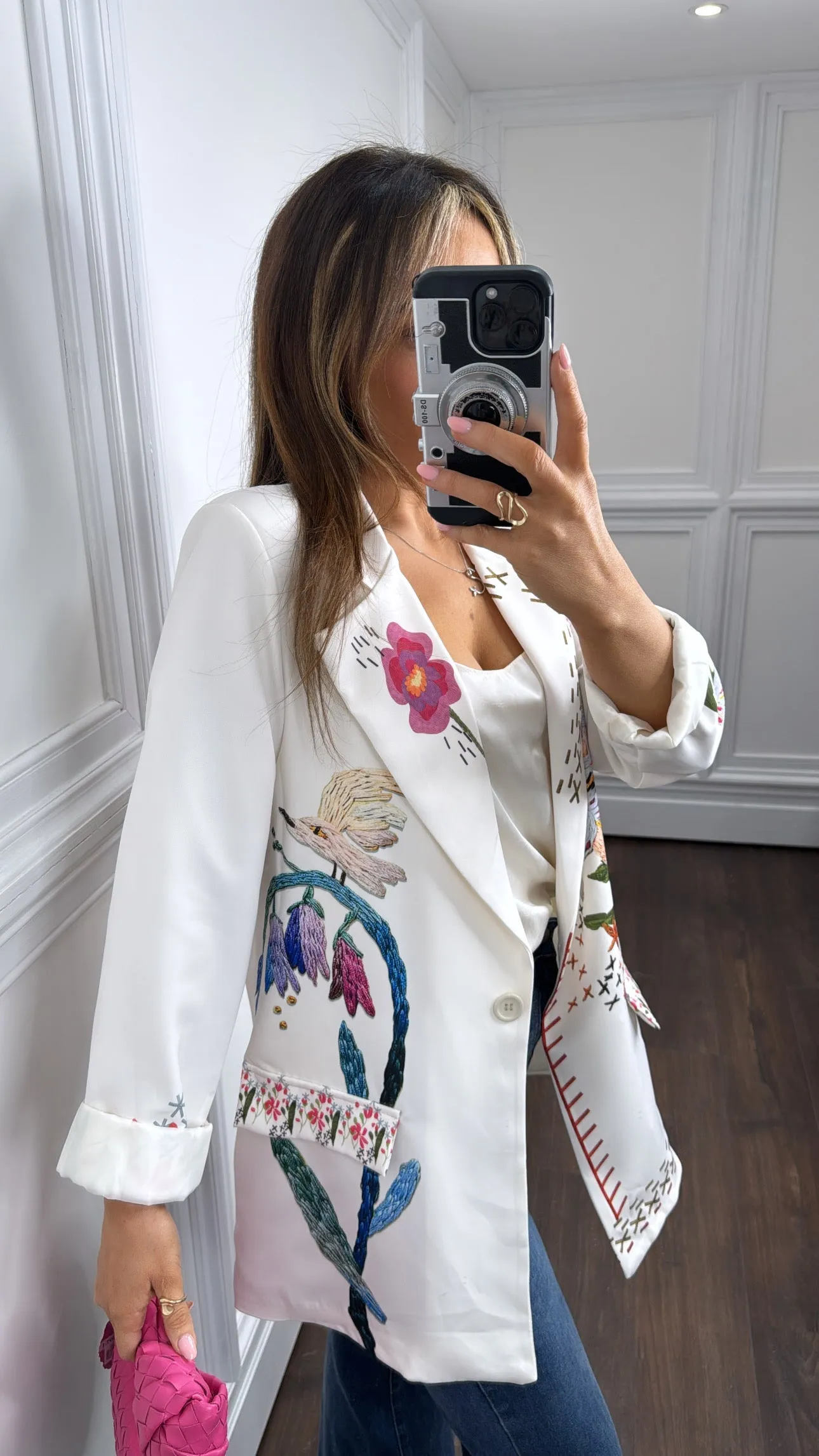 KAYLA cream oriental print blazer