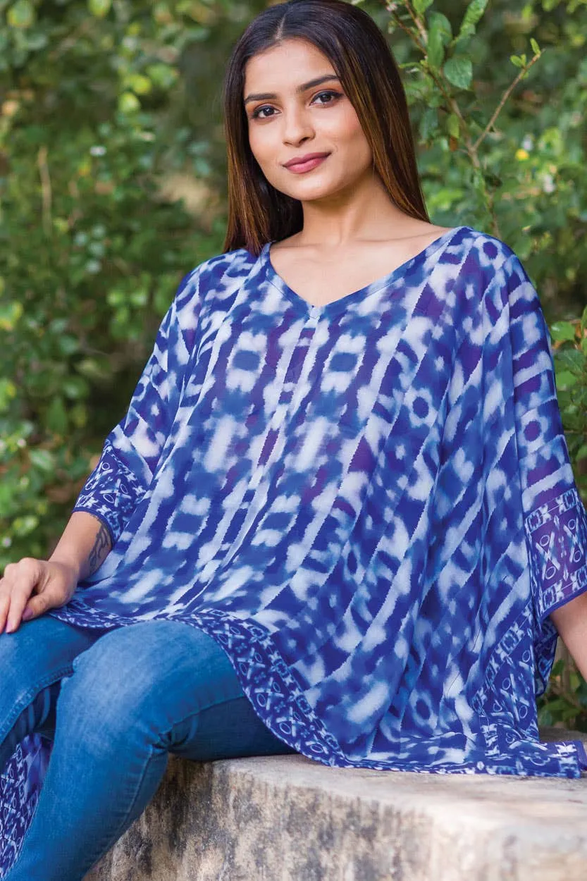 Kumari Cupro Tops: Sky Blue Multi