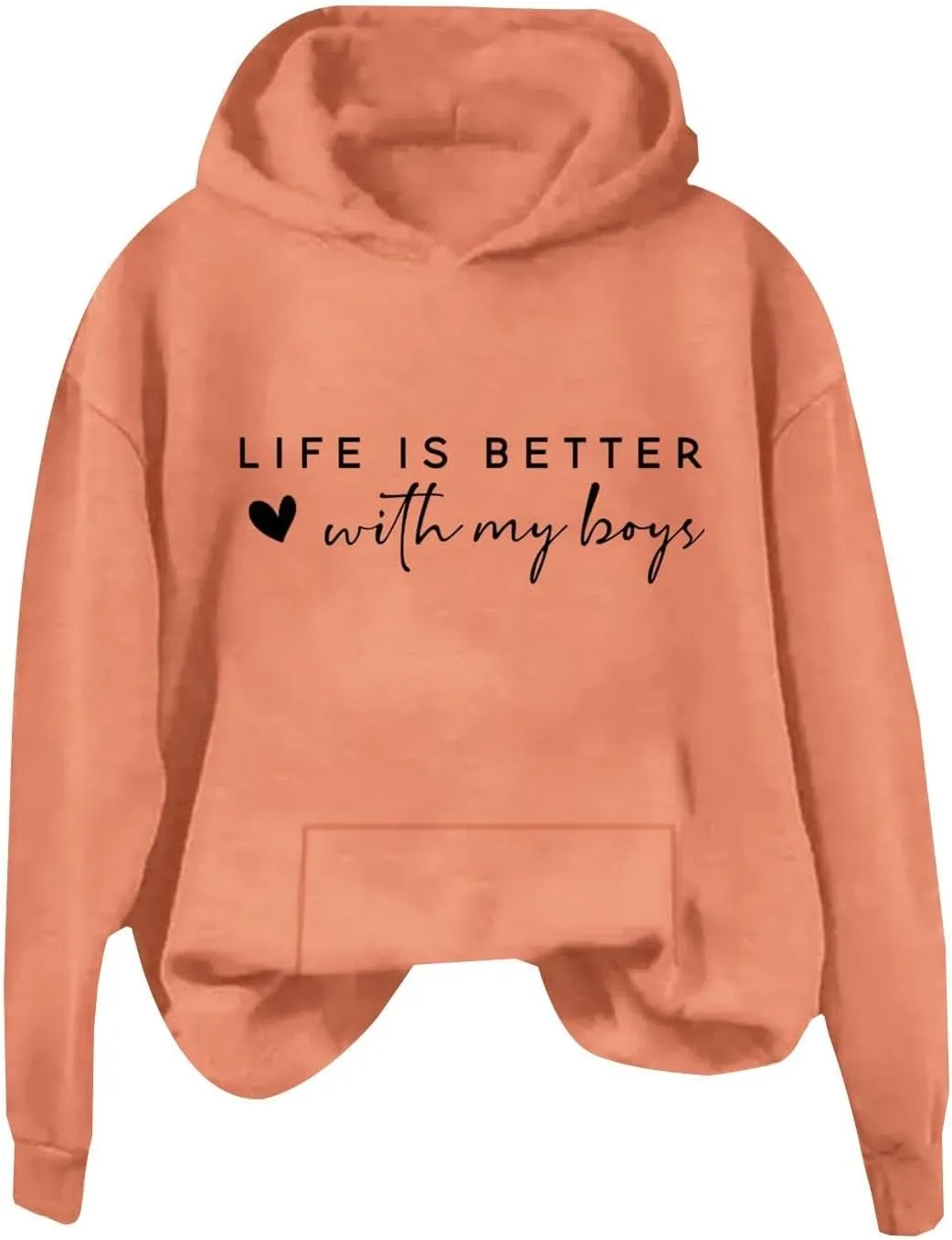 Life Is Better With My Boys Sweatshirt for Women, Mom Life Letter Print Long Sleeve Funny Pullover Hoodie Sweatshirt