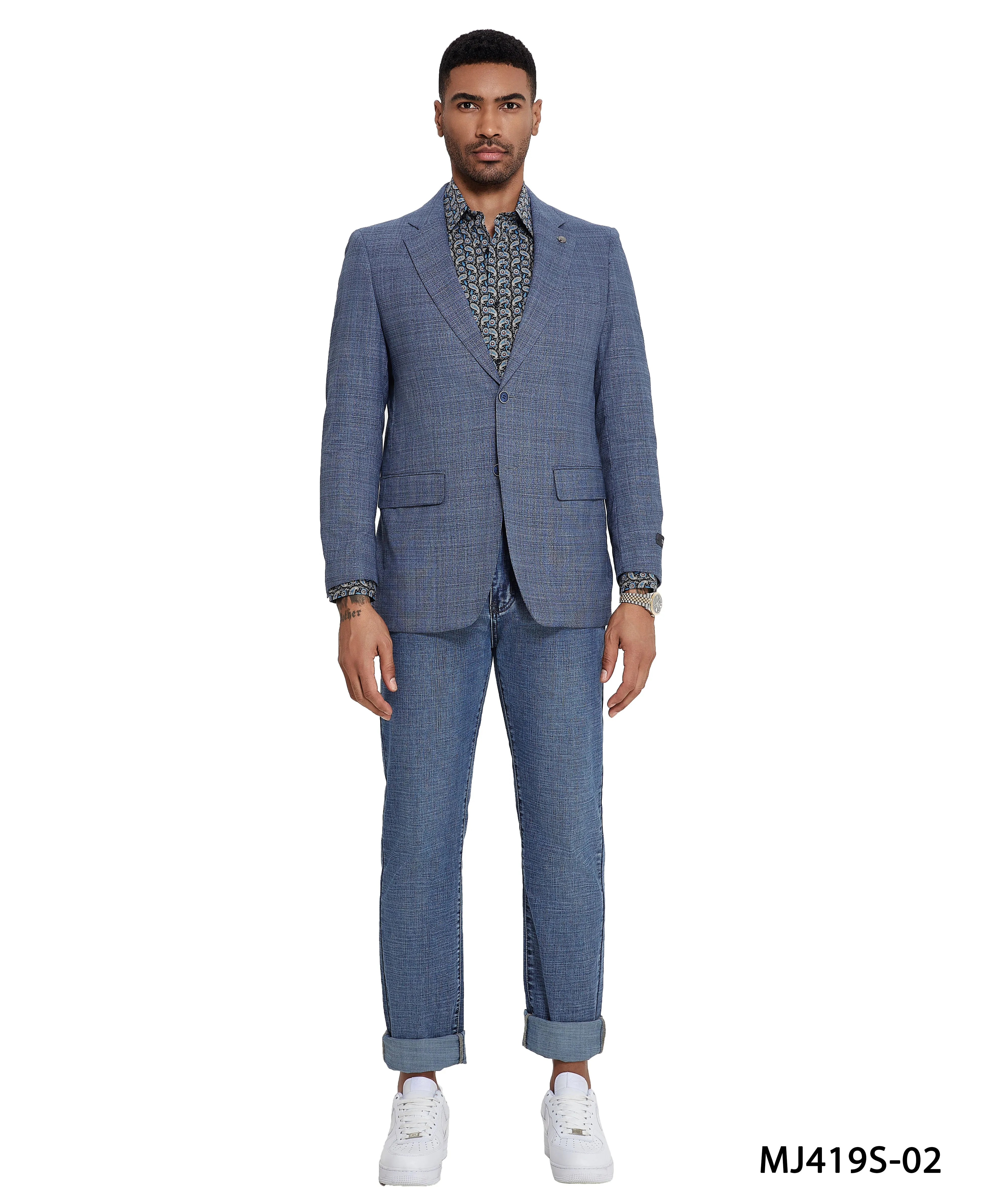 Men's Plaid Slim-Fit Blazer w/ Notch Lapel
