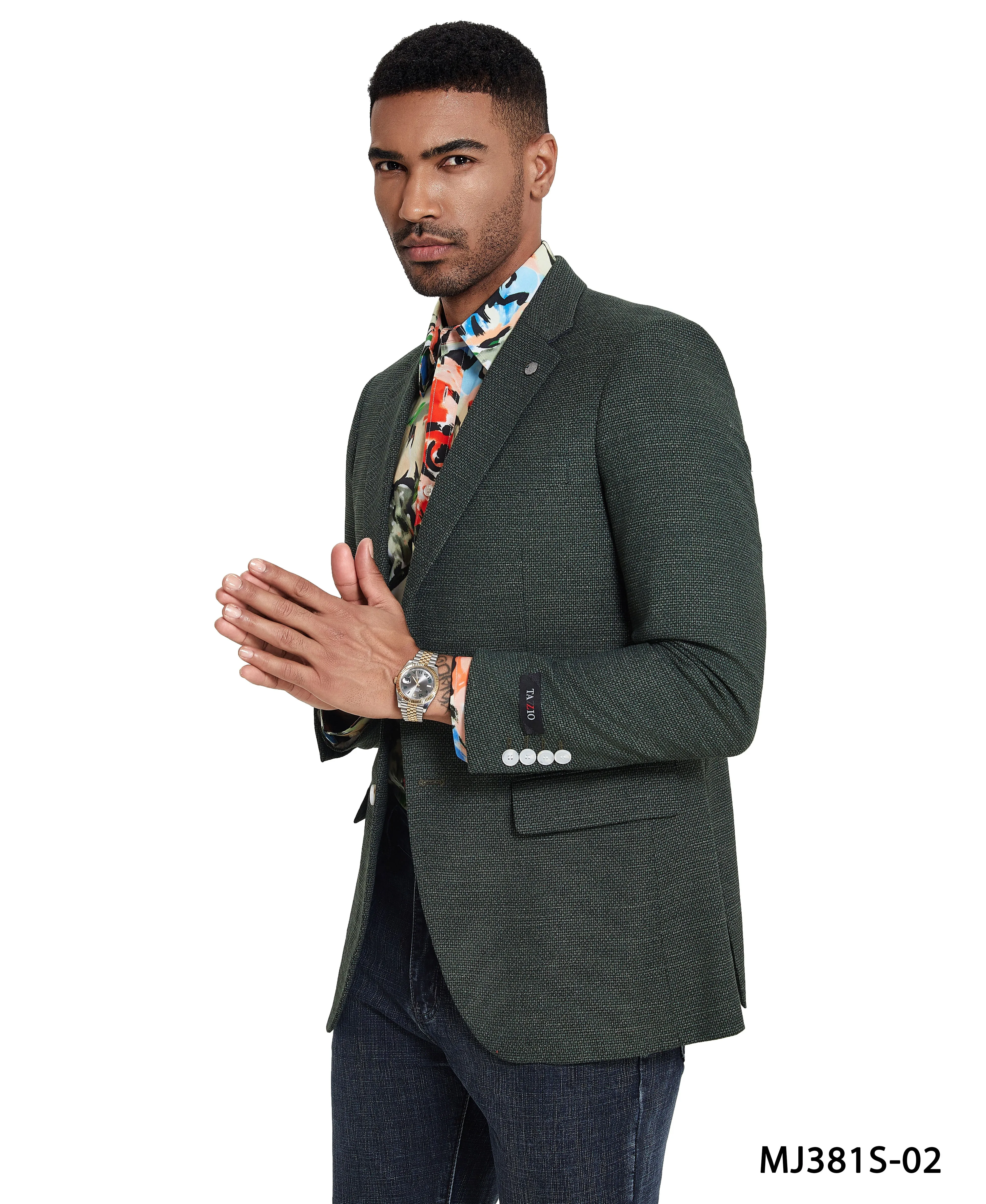 Men's Solid Textured Slim-Fit Blazer w/ Notch Lapel