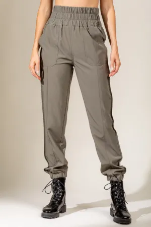Mikah Smocked Jogger in Army