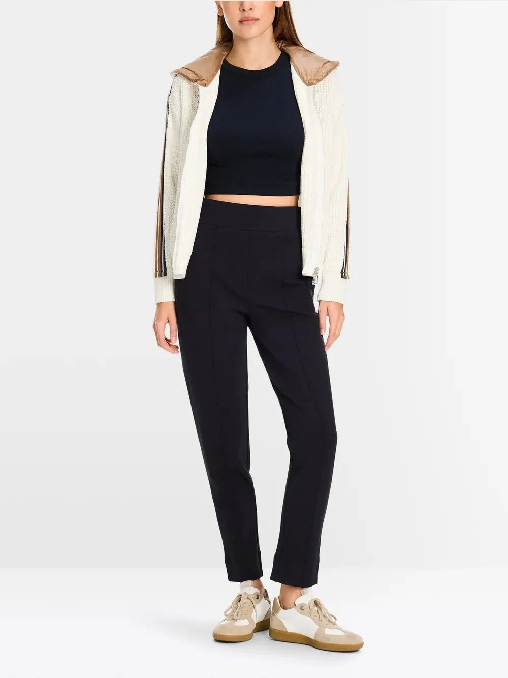 Navy Focha Ankle-Length Jersey Trousers
