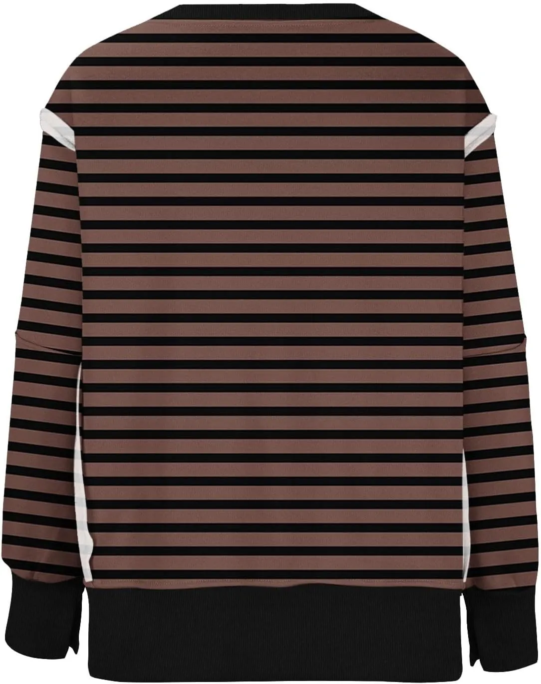 Oversize Splicing Striped Sweatshirts for Womens Pullover Tops Trendy Round Neck Long Sleeve Casual Soft Sweatshirt