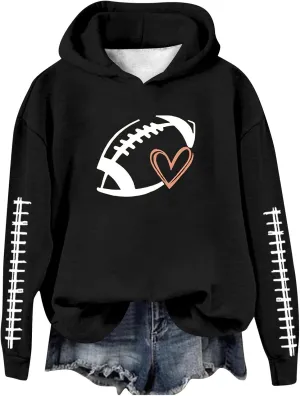 Oversized Hoodie Football Hoodies for Women Graphic Print Sunday Sports Long Sleeve Sweatshirts 2024 Fall Athletic Casual Pullover Top Todays Daily Deals