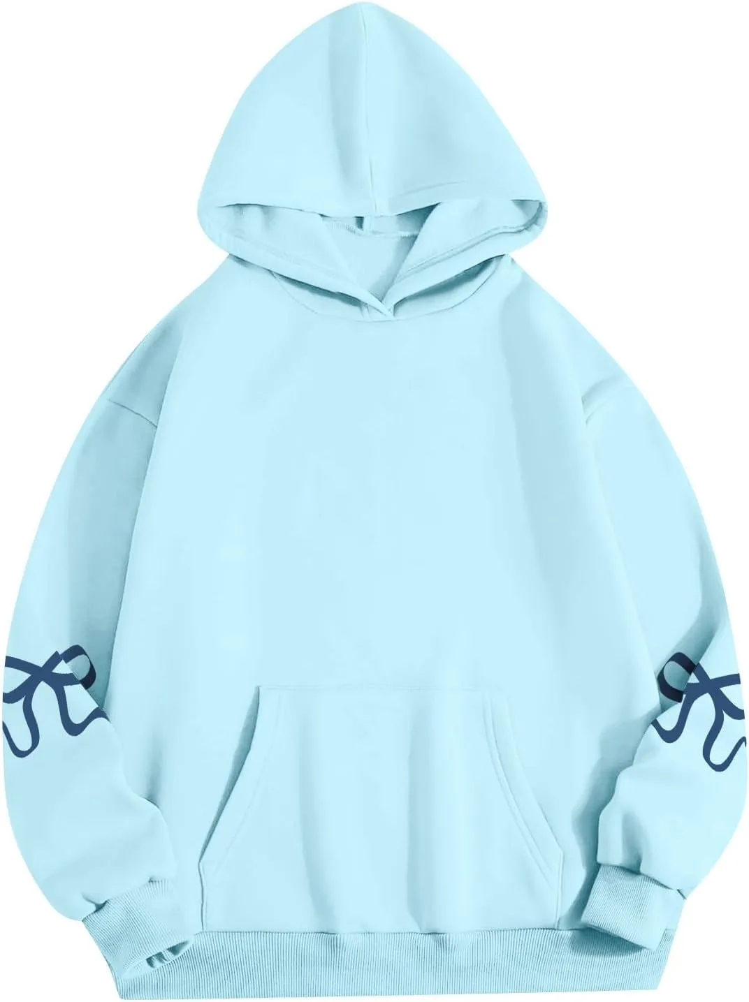 Oversized Hoodies for Women Cute Graphic Fleece Sweatshirts Comfy Y2k Bow Hoodie Drop Shoulder Pullover with Pockets