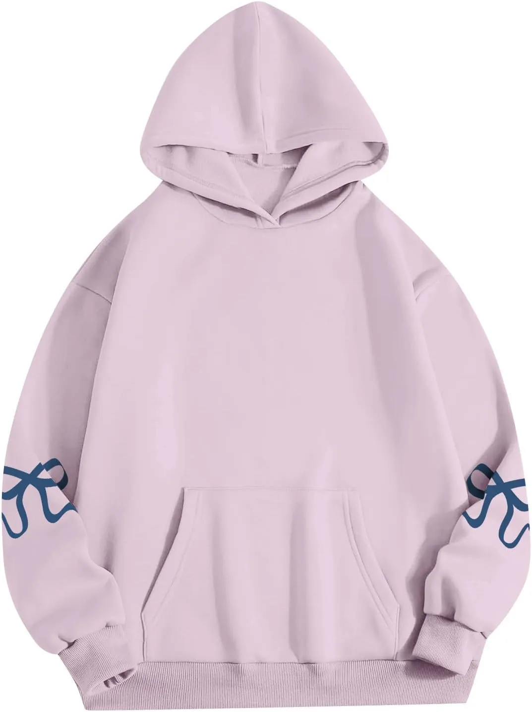 Oversized Hoodies for Women Cute Graphic Fleece Sweatshirts Comfy Y2k Bow Hoodie Drop Shoulder Pullover with Pockets