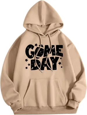Oversized Hoodies for Women Letter Print Baggy Long Sleeve Stylish Perfect Tops Crew Neck Casual Pullover Sweatshirt