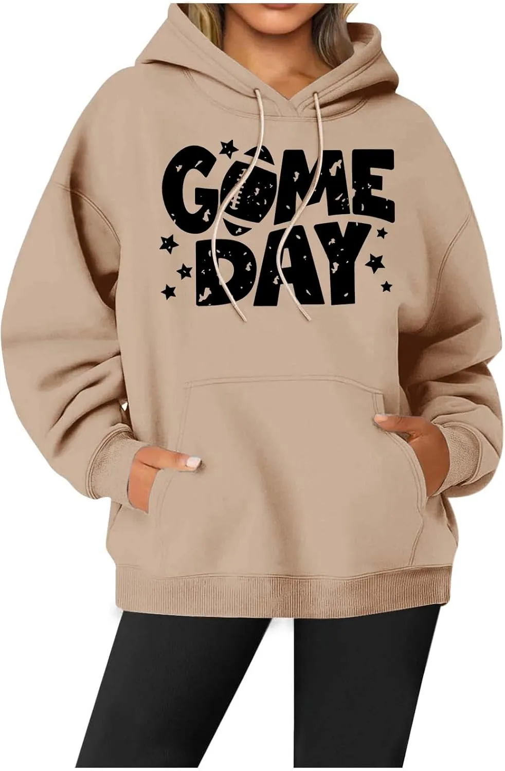 Oversized Hoodies for Women Letter Print Baggy Long Sleeve Stylish Perfect Tops Crew Neck Casual Pullover Sweatshirt