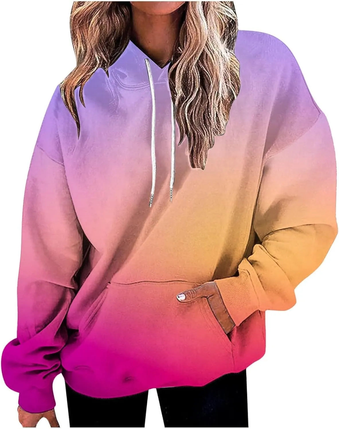 Oversized Hoodies for Women Plus Size Drawstring Sweatshirt with Pocket Loose Pullover Long Sleeve Travel Clothes