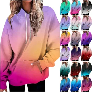 Oversized Hoodies for Women Plus Size Drawstring Sweatshirt with Pocket Loose Pullover Long Sleeve Travel Clothes