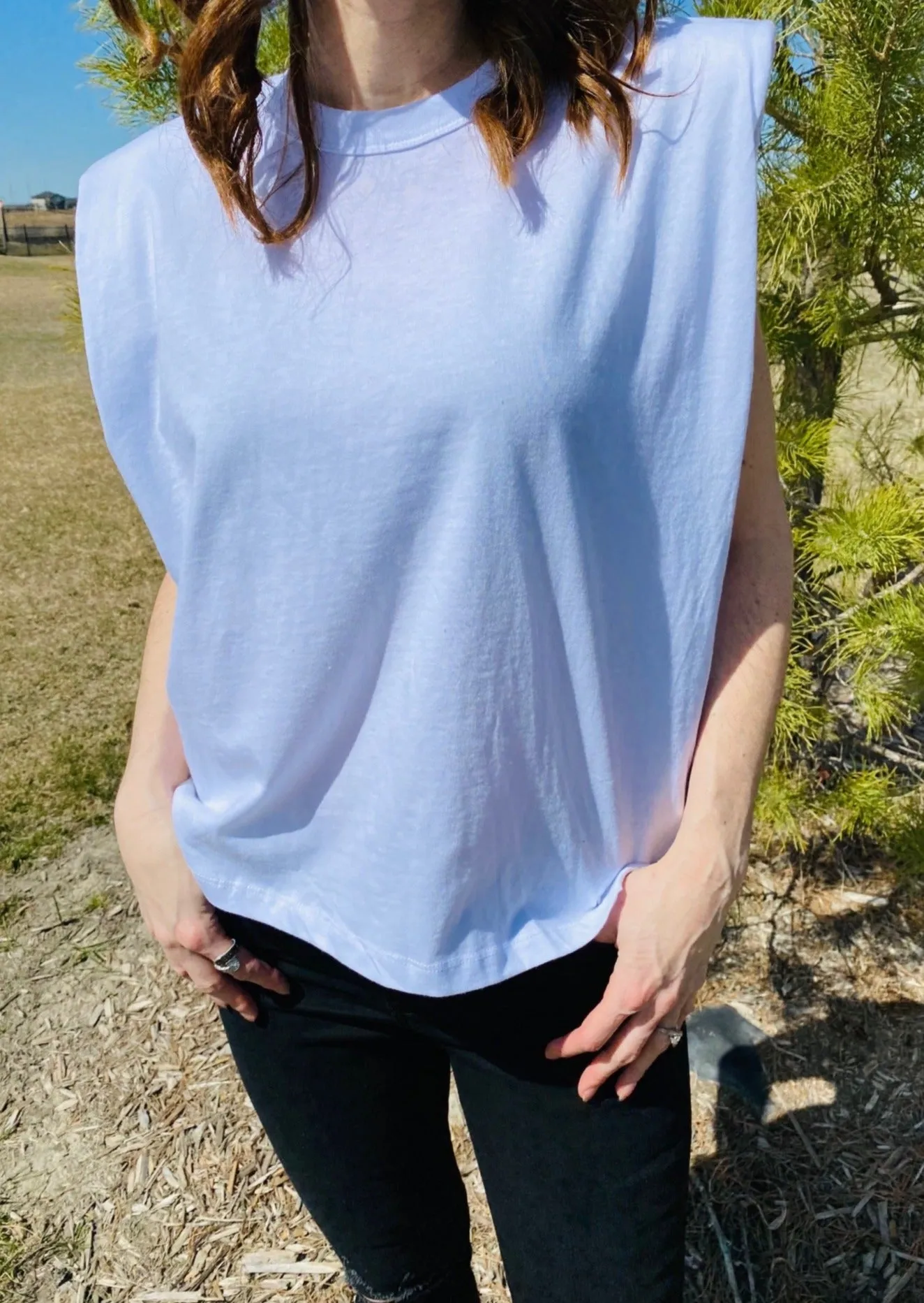 PADDED SHOULDER TANK TOP - MORE COLORS