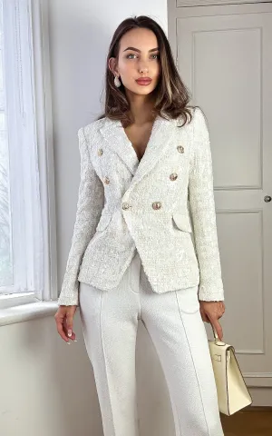 Paris Sequin Textured Double Breasted Blazer