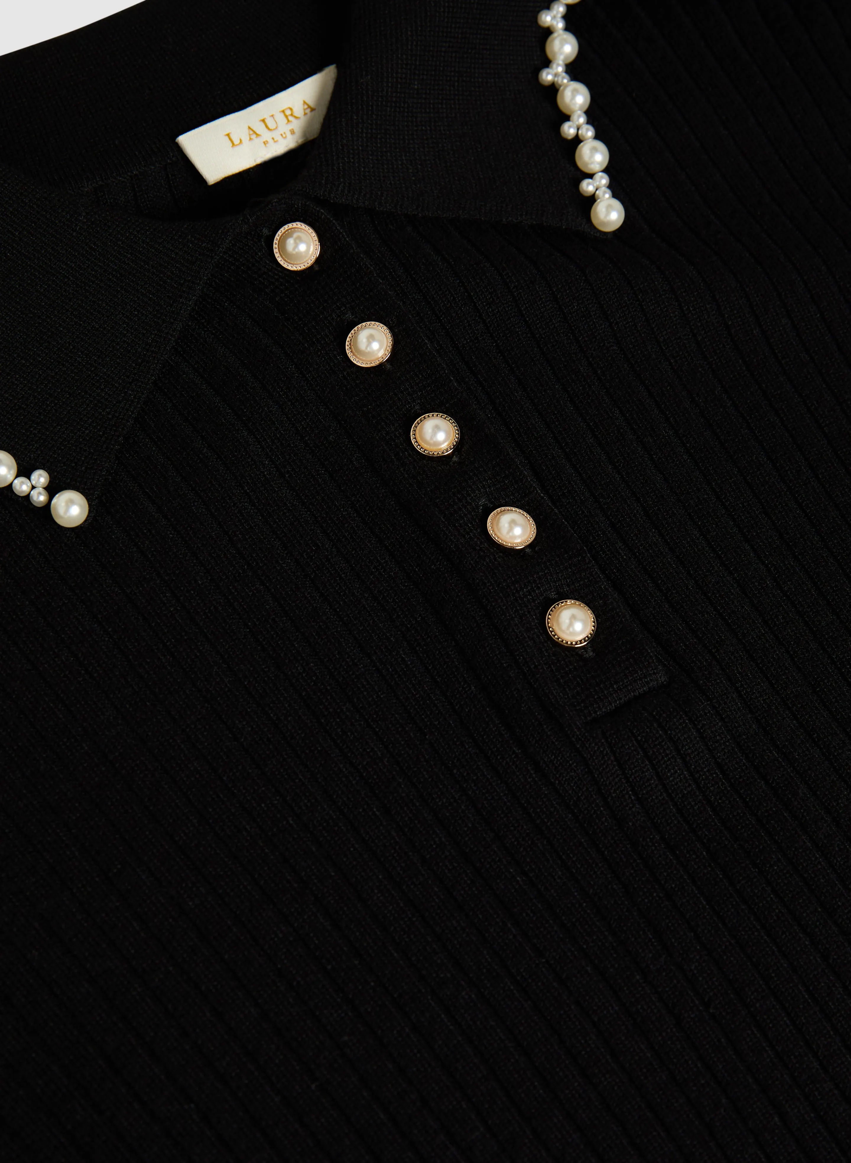 Pearl Trim Polo Sweater