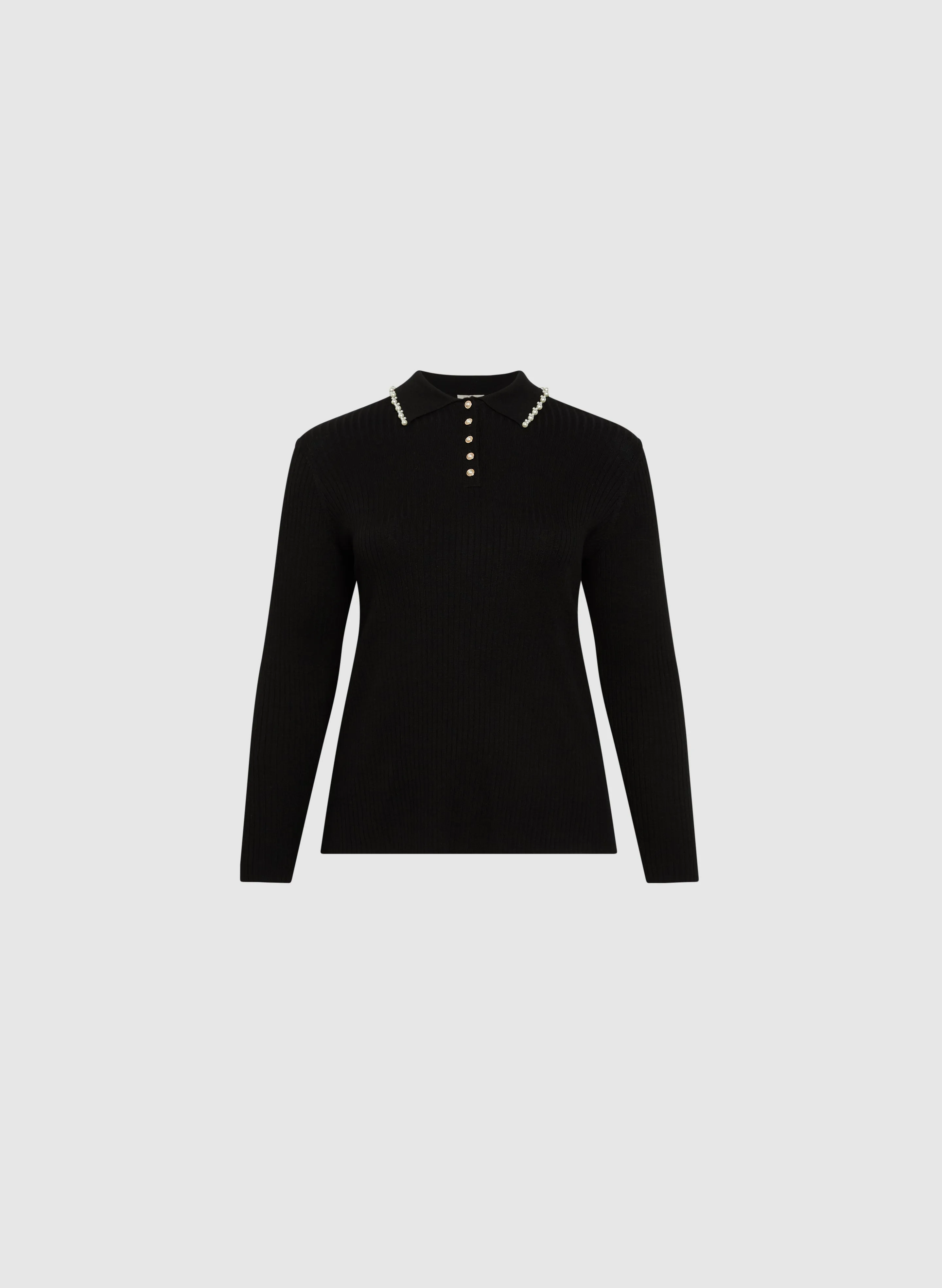 Pearl Trim Polo Sweater