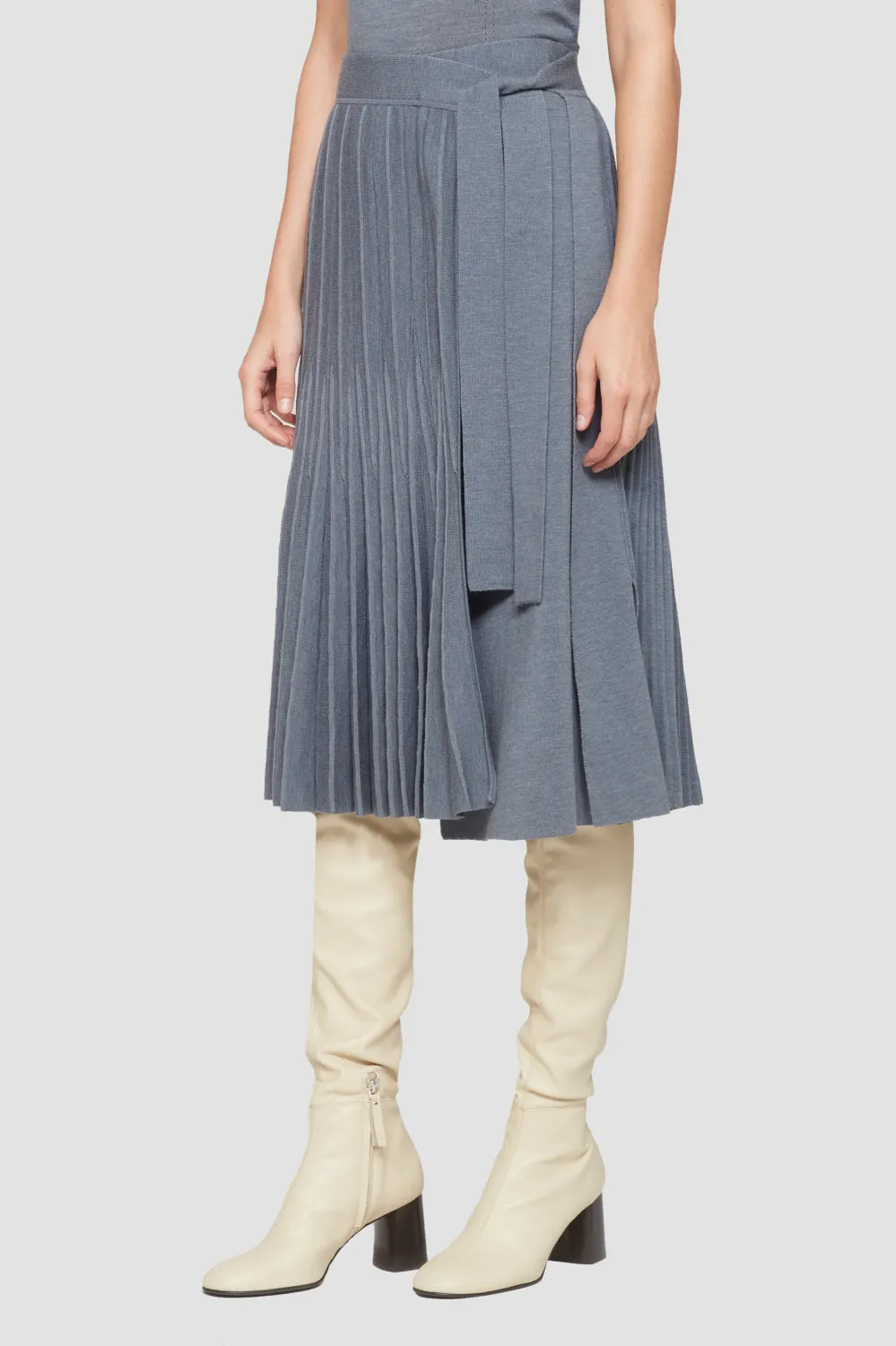 Pleated Tie Waist Skirt