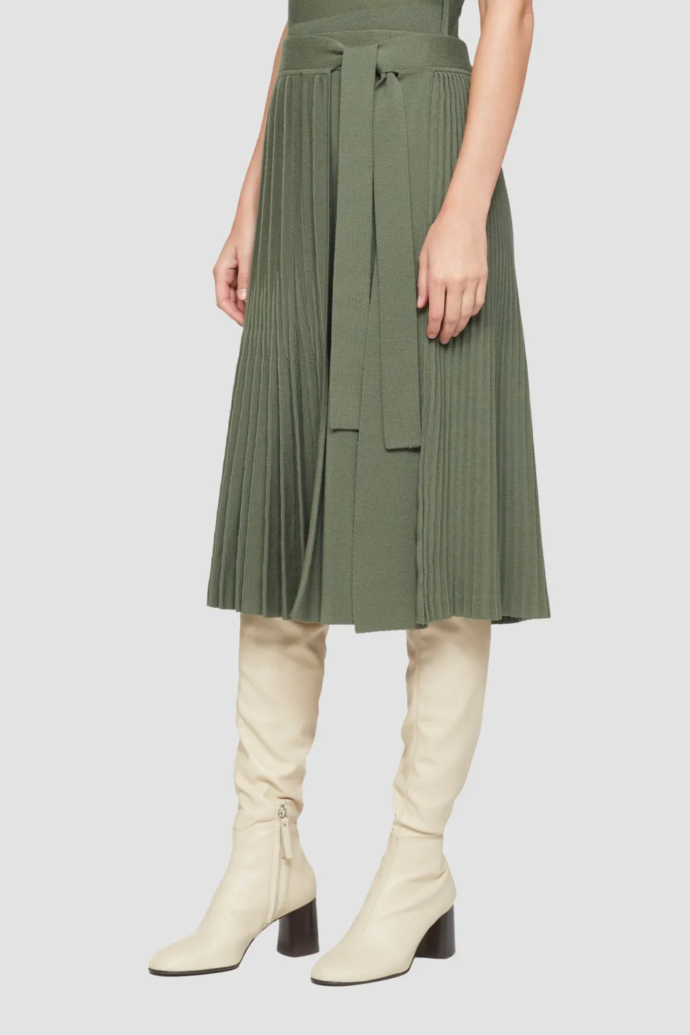 Pleated Tie Waist Skirt