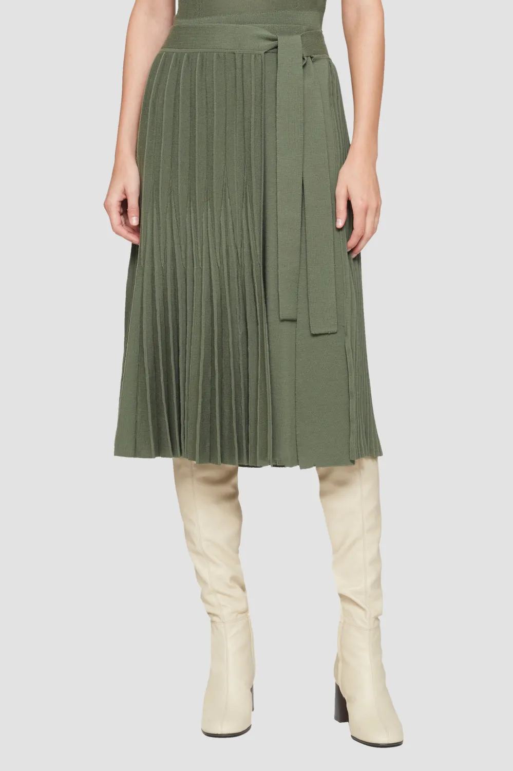 Pleated Tie Waist Skirt
