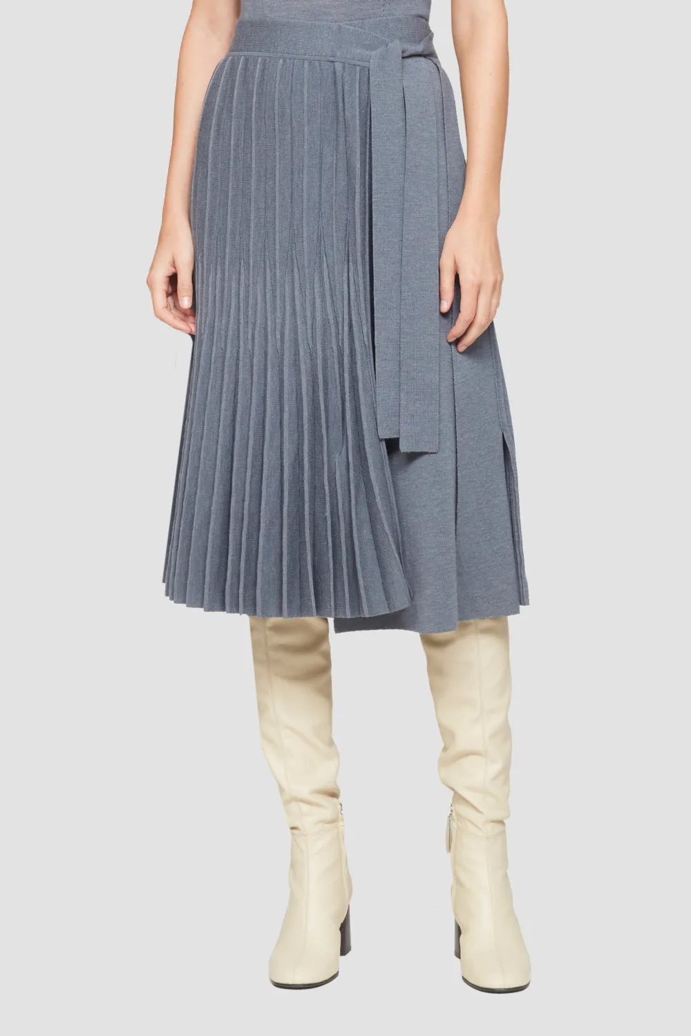 Pleated Tie Waist Skirt