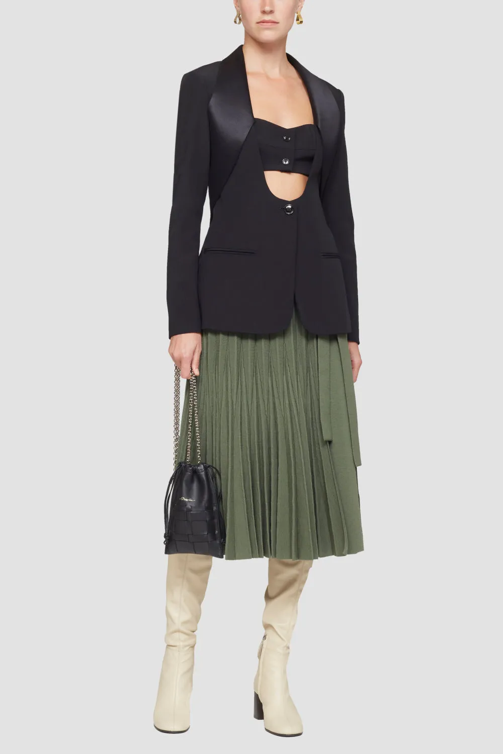 Pleated Tie Waist Skirt