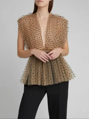 Polka Dots Elegant Sleeveless Shirt
