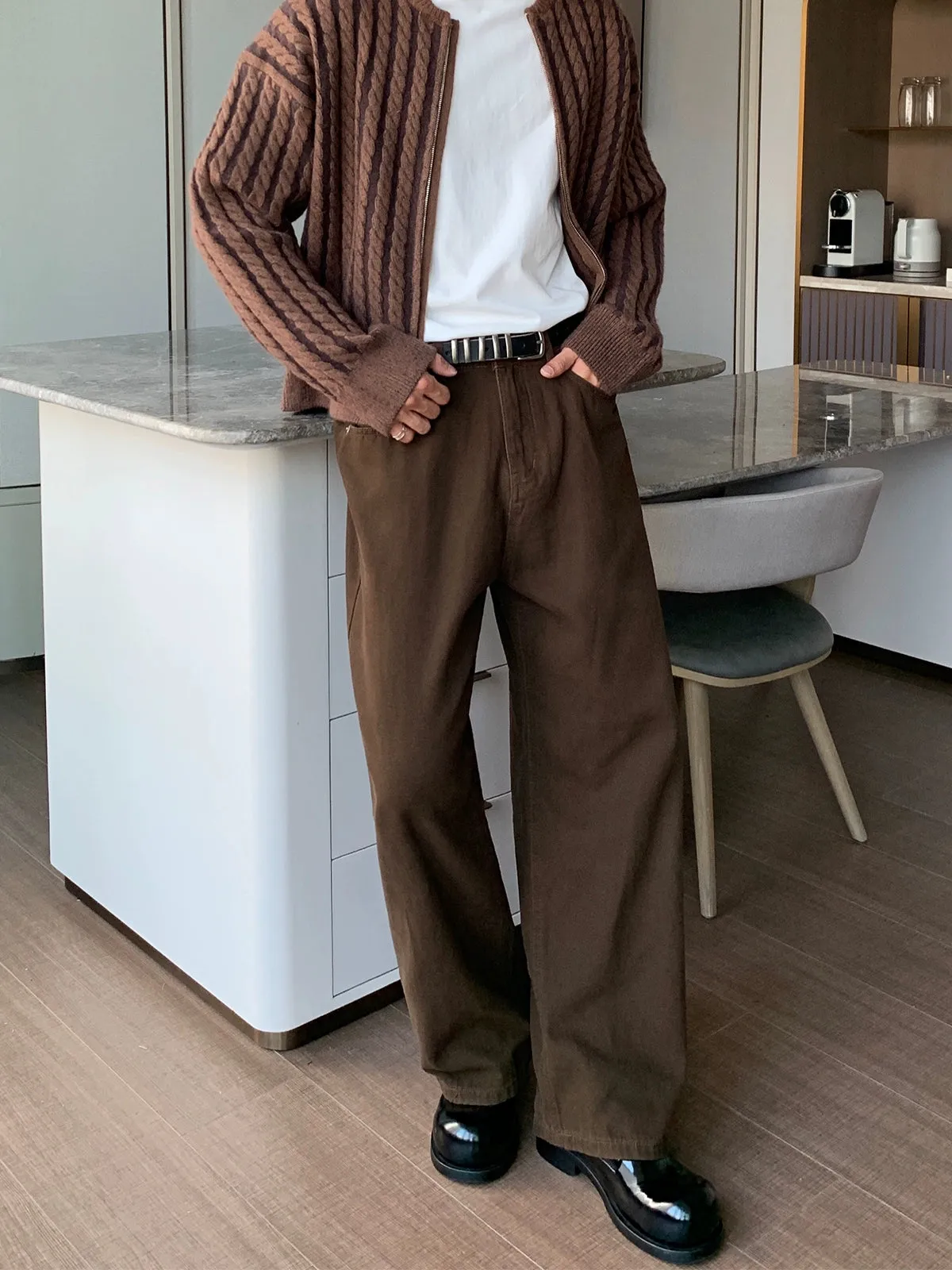 Retro Brown Wide Pants CBJ0087