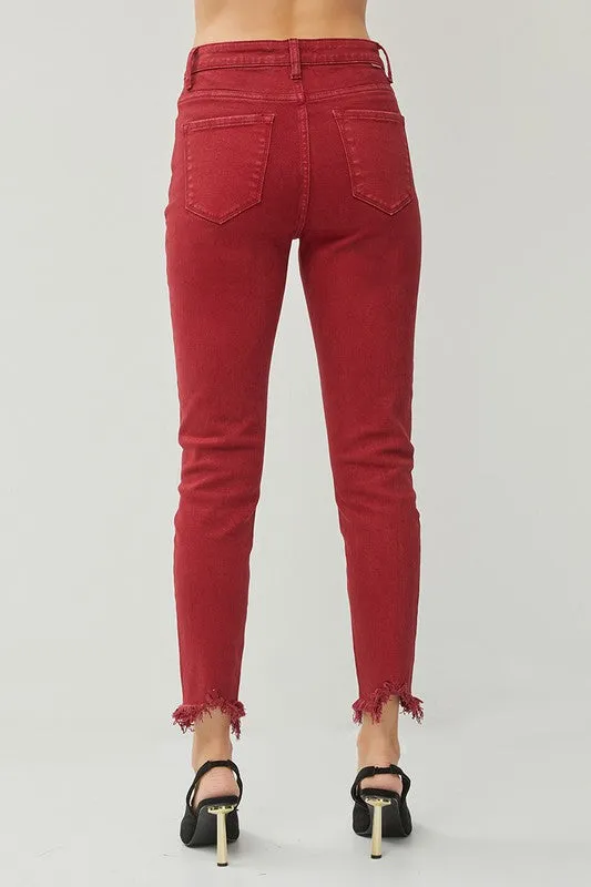 Risen-Ankle Skinnies-Wine