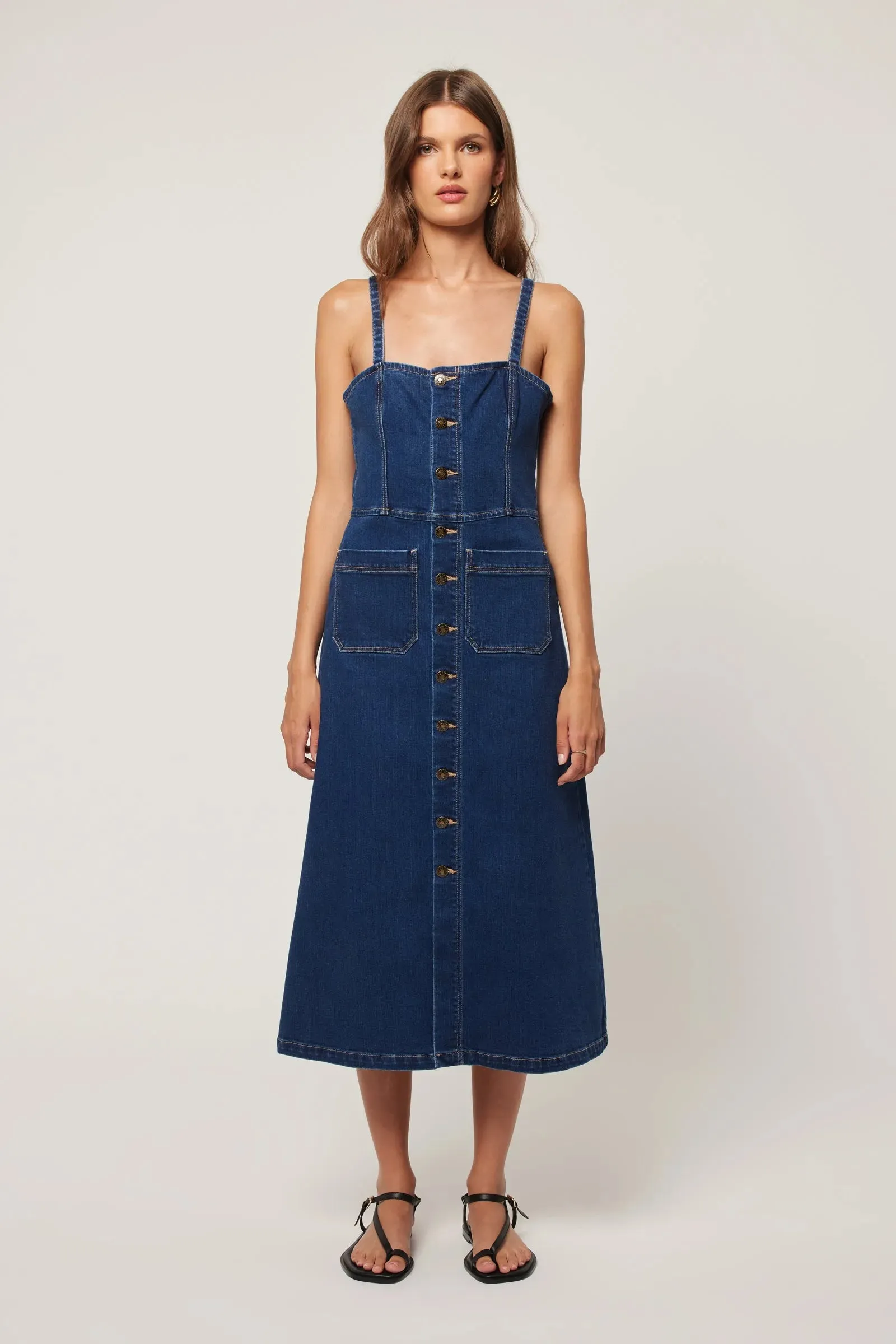 ROLLAS Mara Denim Dress - Deep Blue