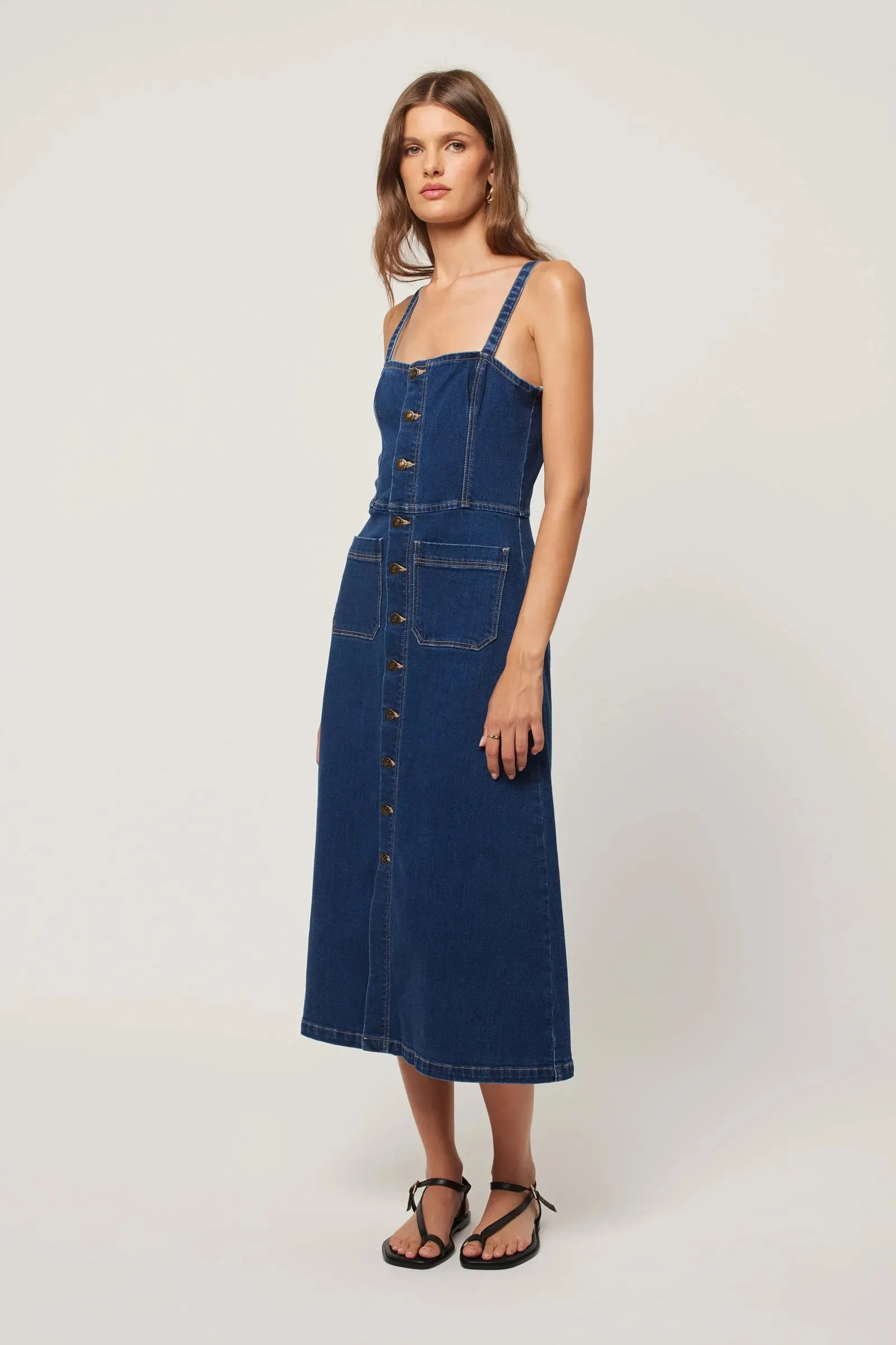 ROLLAS Mara Denim Dress - Deep Blue