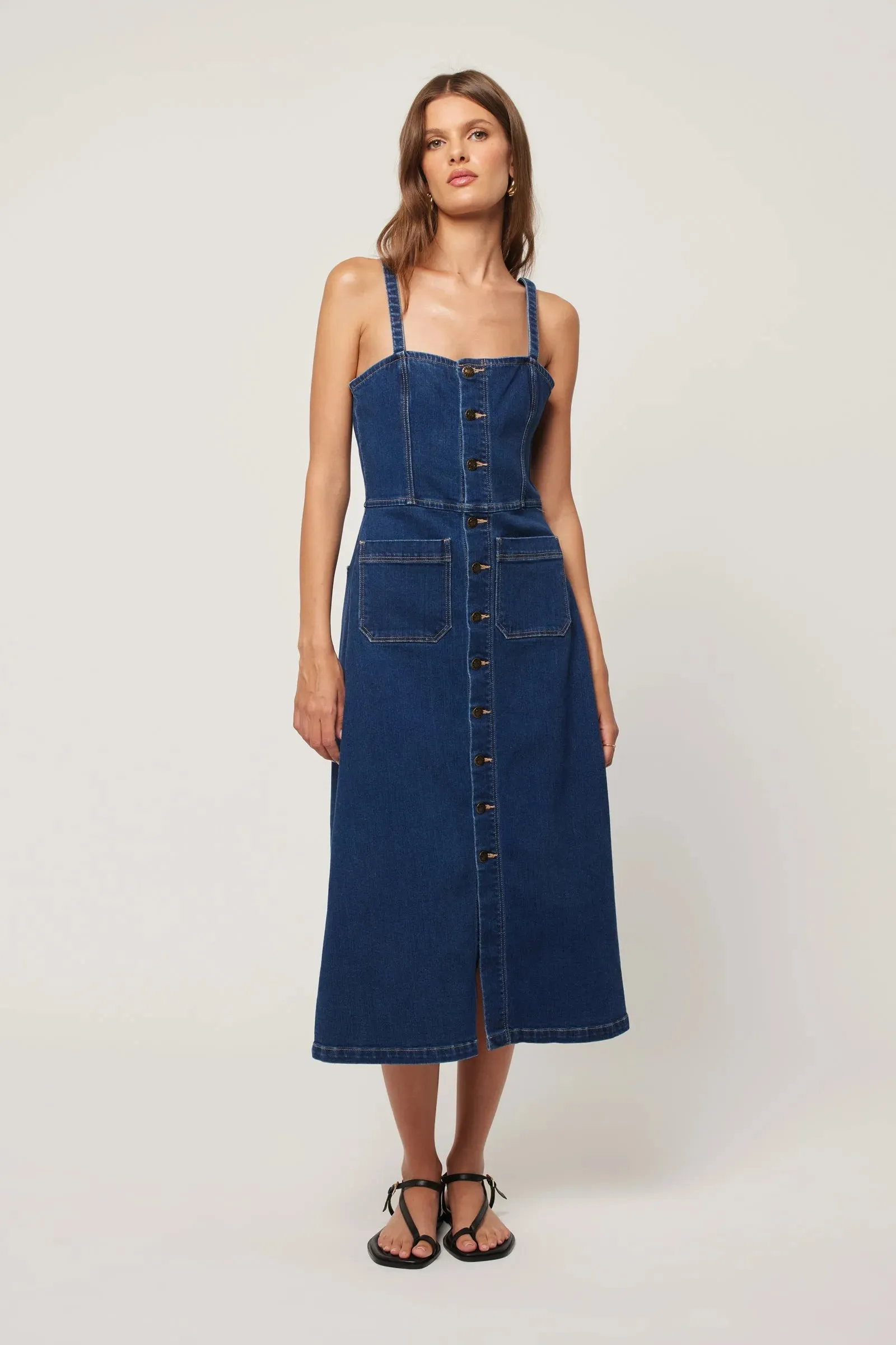 ROLLAS Mara Denim Dress - Deep Blue