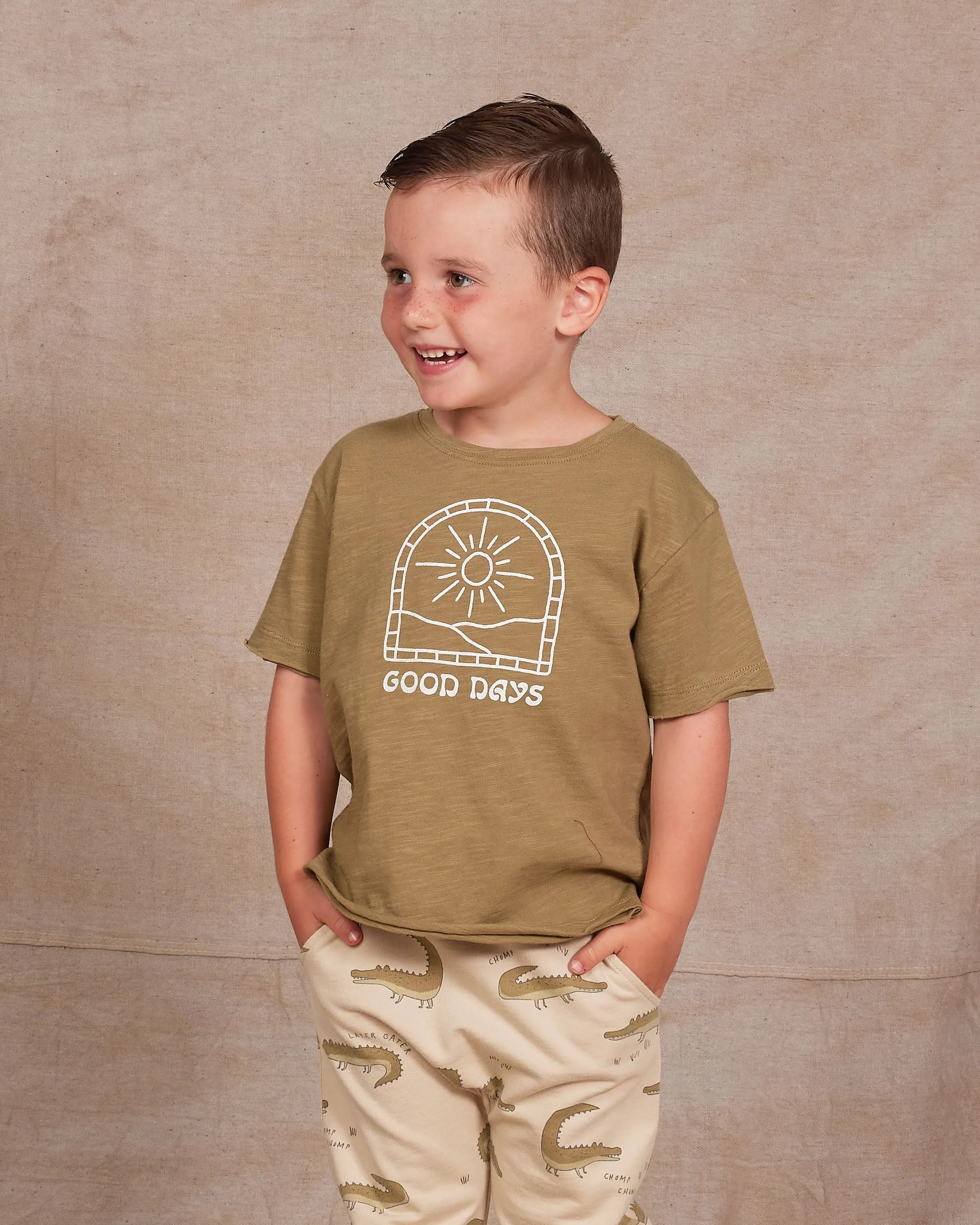 Rylee & Cru Olive Good Days Raw Edge Tee