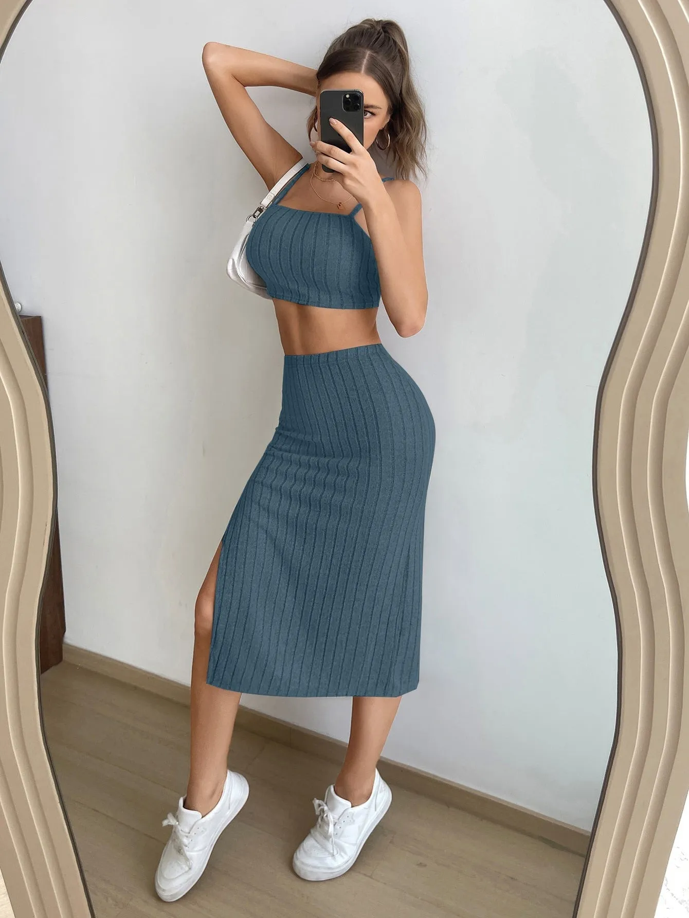 Solid Cami Top & Split Thigh Skirt SS23 - FD