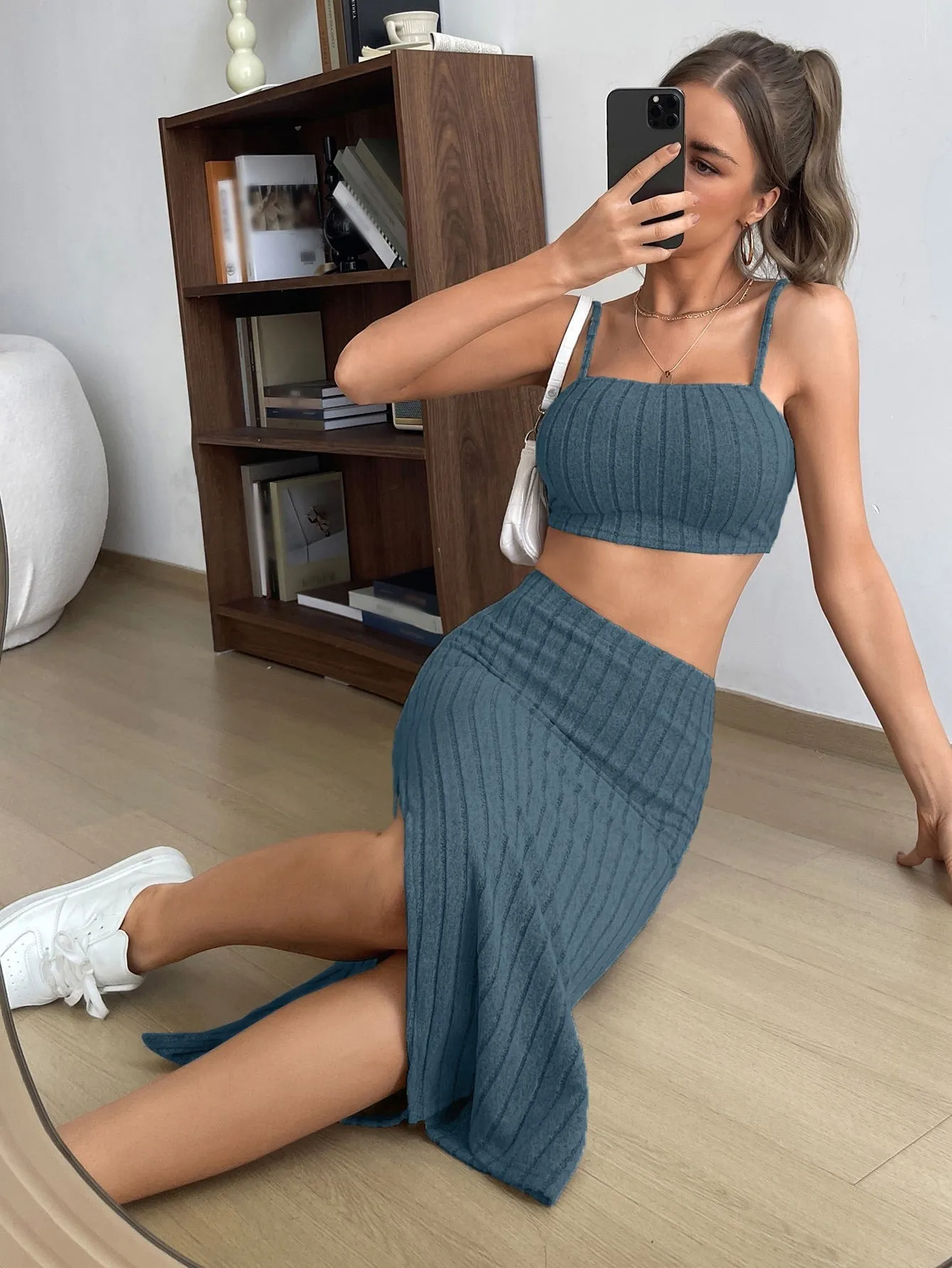 Solid Cami Top & Split Thigh Skirt SS23 - FD