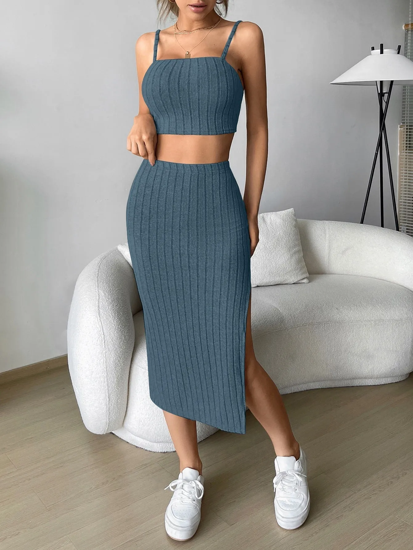 Solid Cami Top & Split Thigh Skirt SS23 - FD