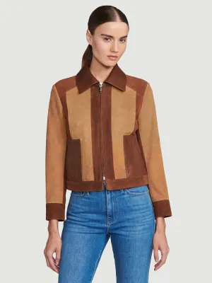 Suede Patchwork Jacket -- Saddle Multi