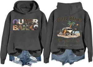 Sweatshirt for Women Life Funny Letter Graphic Print Long Sleeve Casual Pullover Casual Loose Preppy Hoodies Hooded