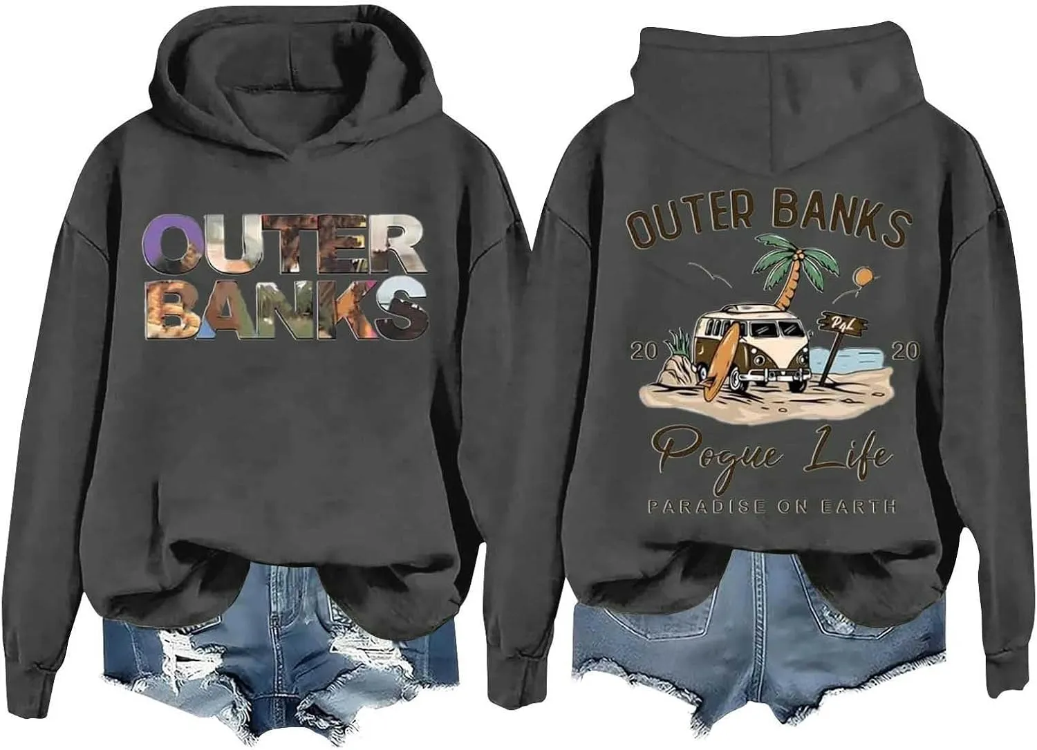 Sweatshirt for Women Life Funny Letter Graphic Print Long Sleeve Casual Pullover Casual Loose Preppy Hoodies Hooded
