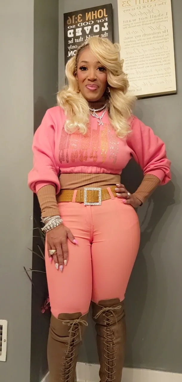 THE LUXE NK GLAM FLY GIRL CROP BROWN GIRL MELANIN JOGGER SET - MELAINI108