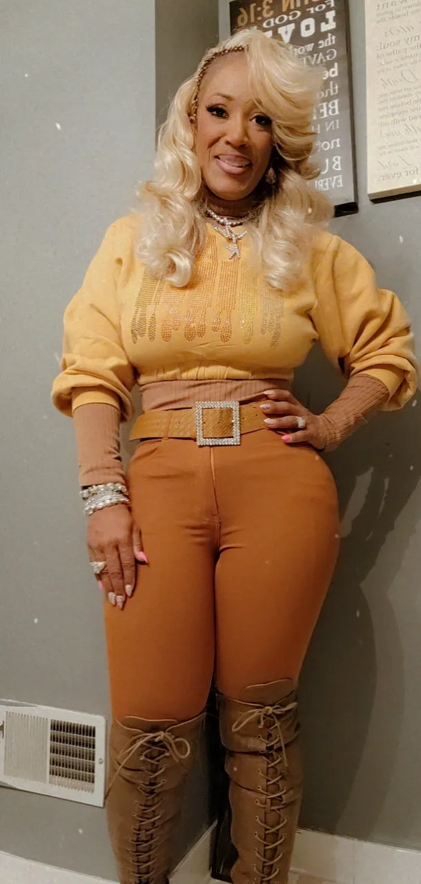 THE LUXE NK GLAM FLY GIRL CROP BROWN GIRL MELANIN JOGGER SET - MELAINI108