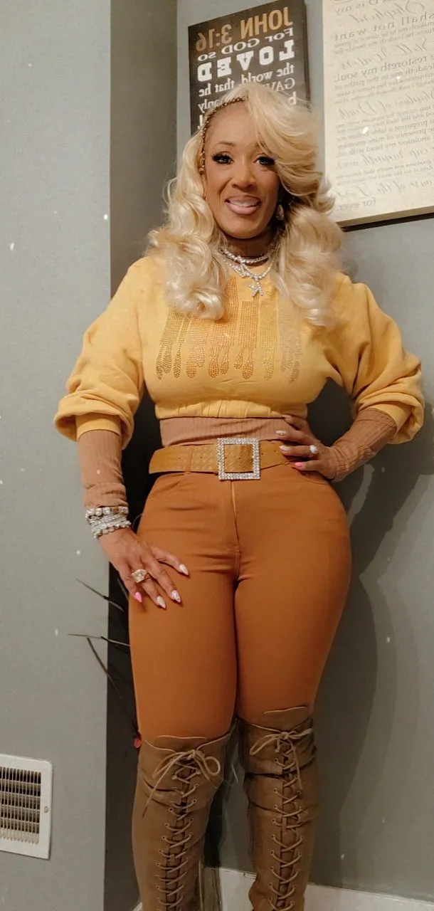 THE LUXE NK GLAM FLY GIRL CROP BROWN GIRL MELANIN JOGGER SET - MELAINI108