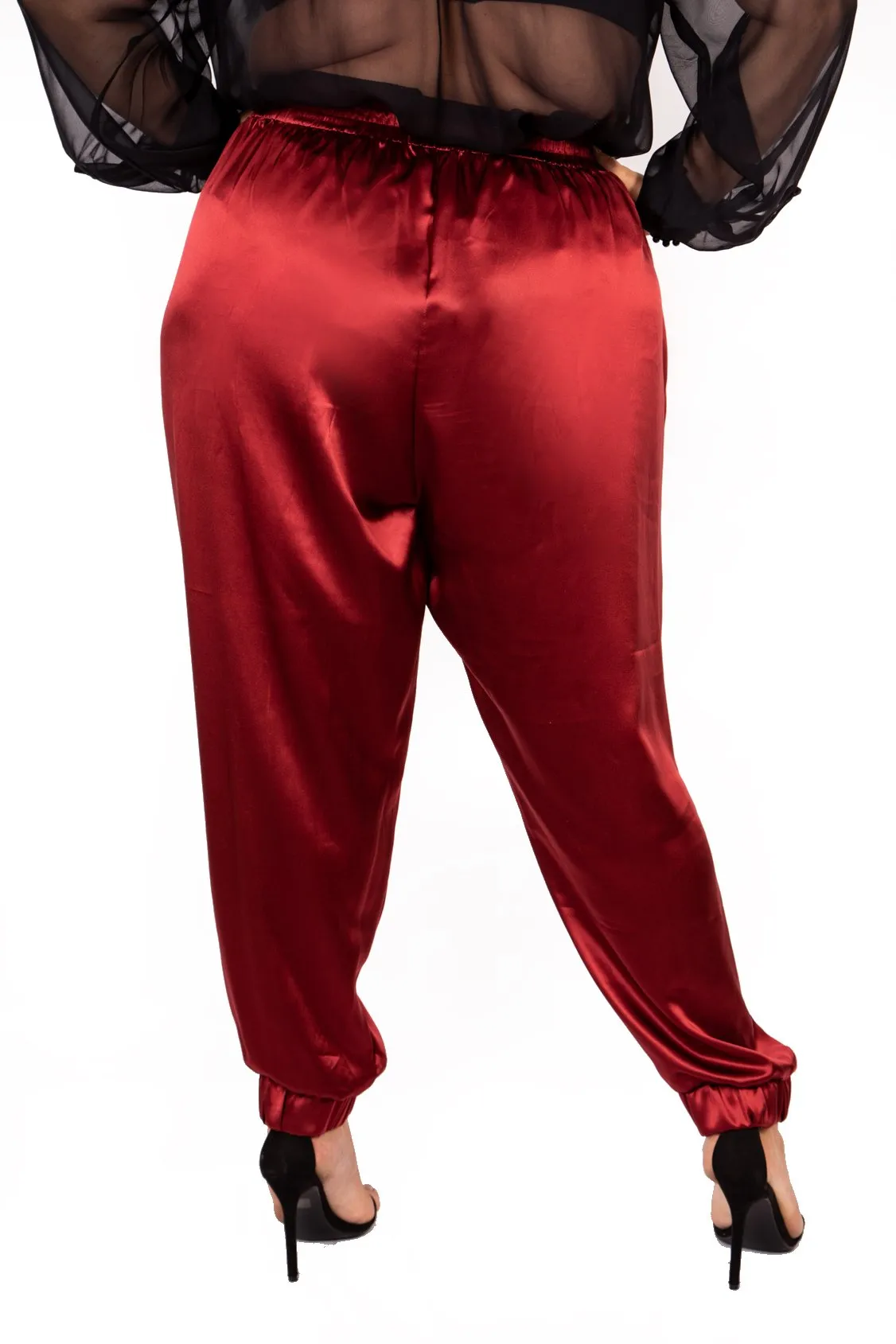 The Wardrobe Hero Italian Silk Jogger Pant with High Waist