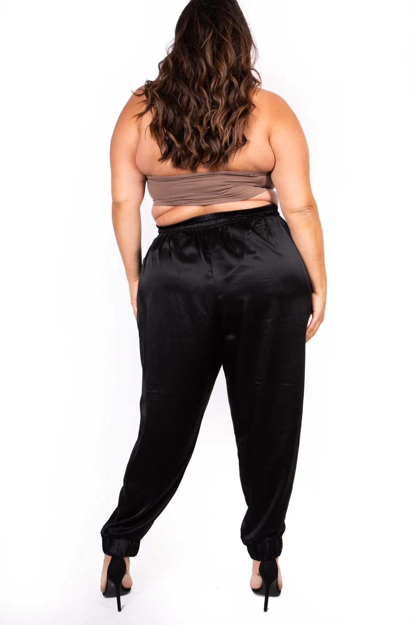 The Wardrobe Hero Italian Silk Jogger Pant with High Waist