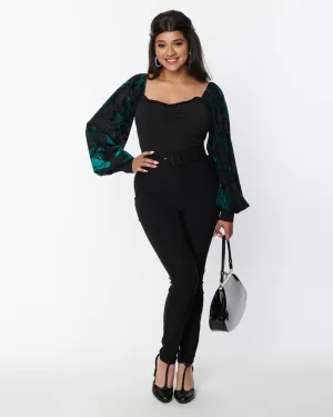 Unique Vintage Black Belted Rizzo Cigarette Pants | Black