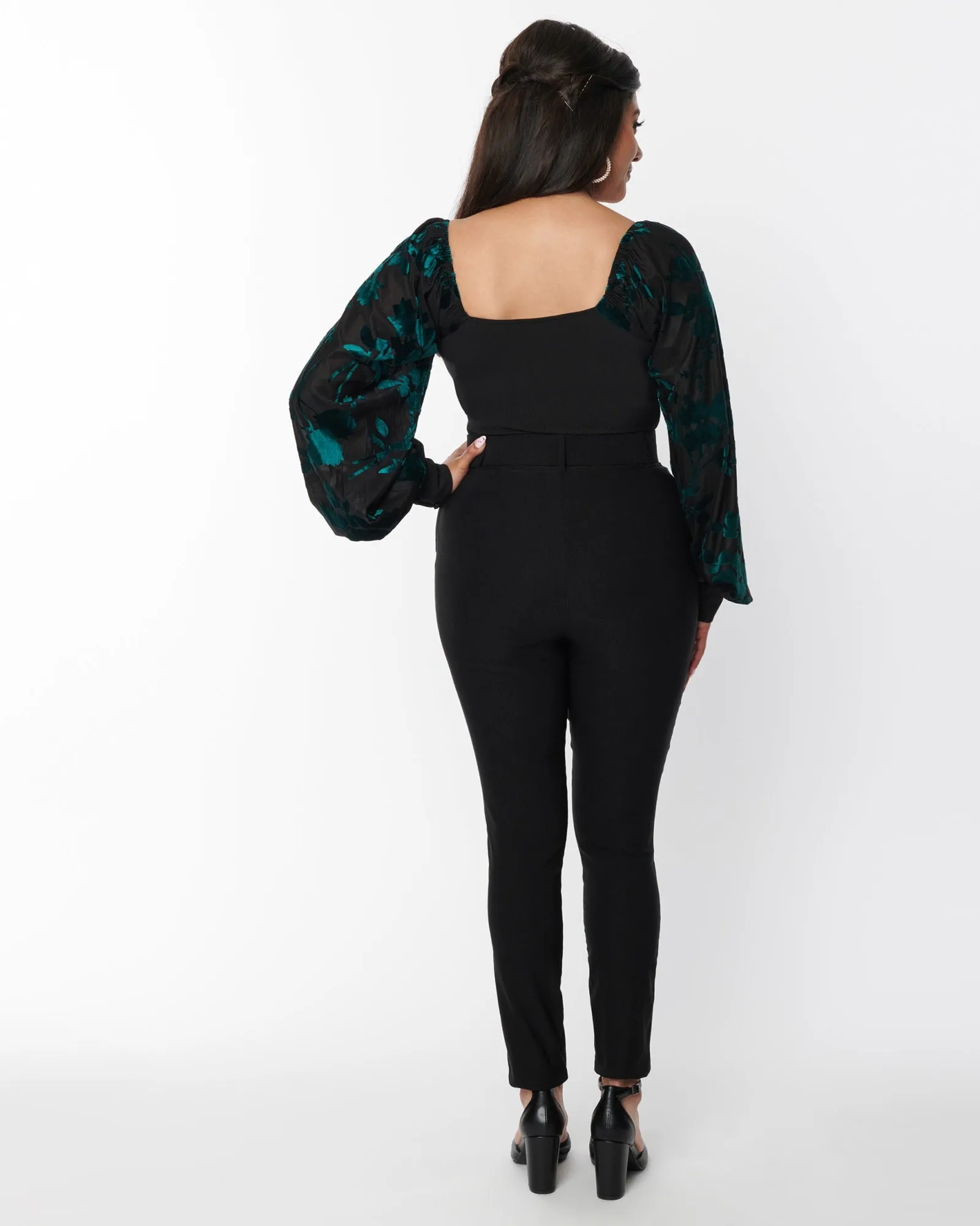 Unique Vintage Black Belted Rizzo Cigarette Pants | Black