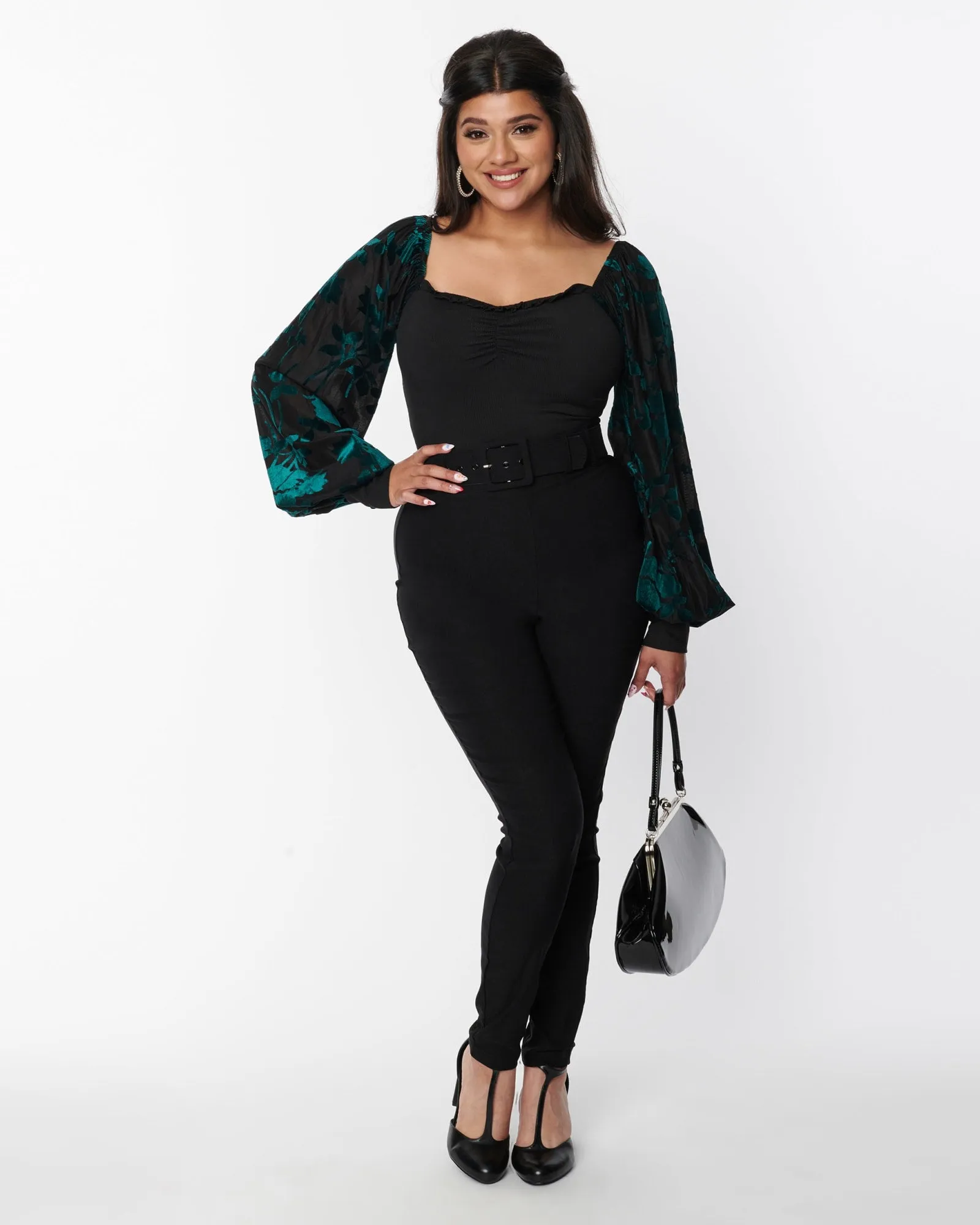 Unique Vintage Black Belted Rizzo Cigarette Pants | Black