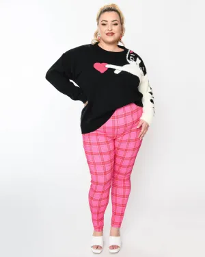 Unique Vintage Pink & Red Plaid Rizzo Cigarette Pants | Pink/Red Plaid