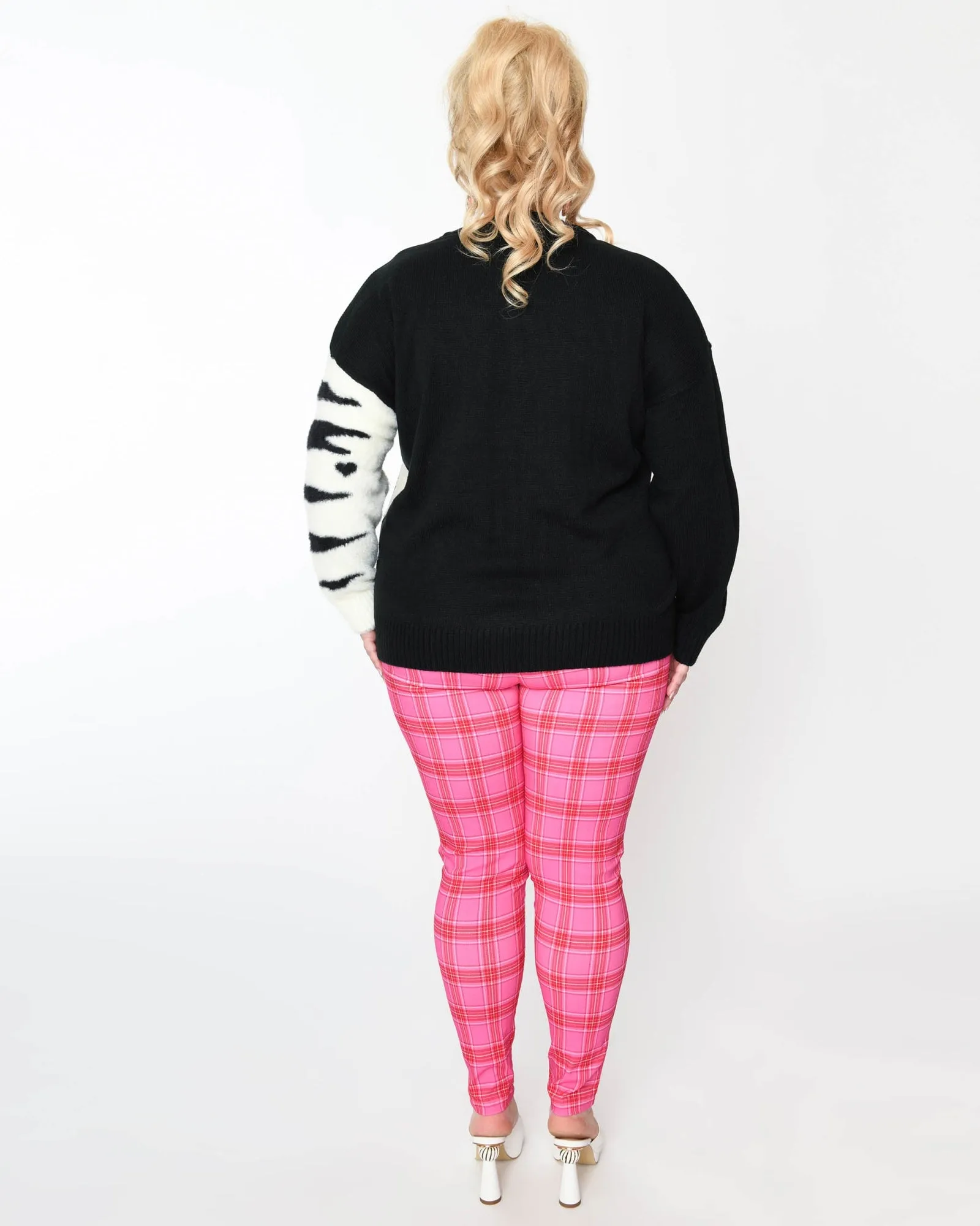 Unique Vintage Pink & Red Plaid Rizzo Cigarette Pants | Pink/Red Plaid