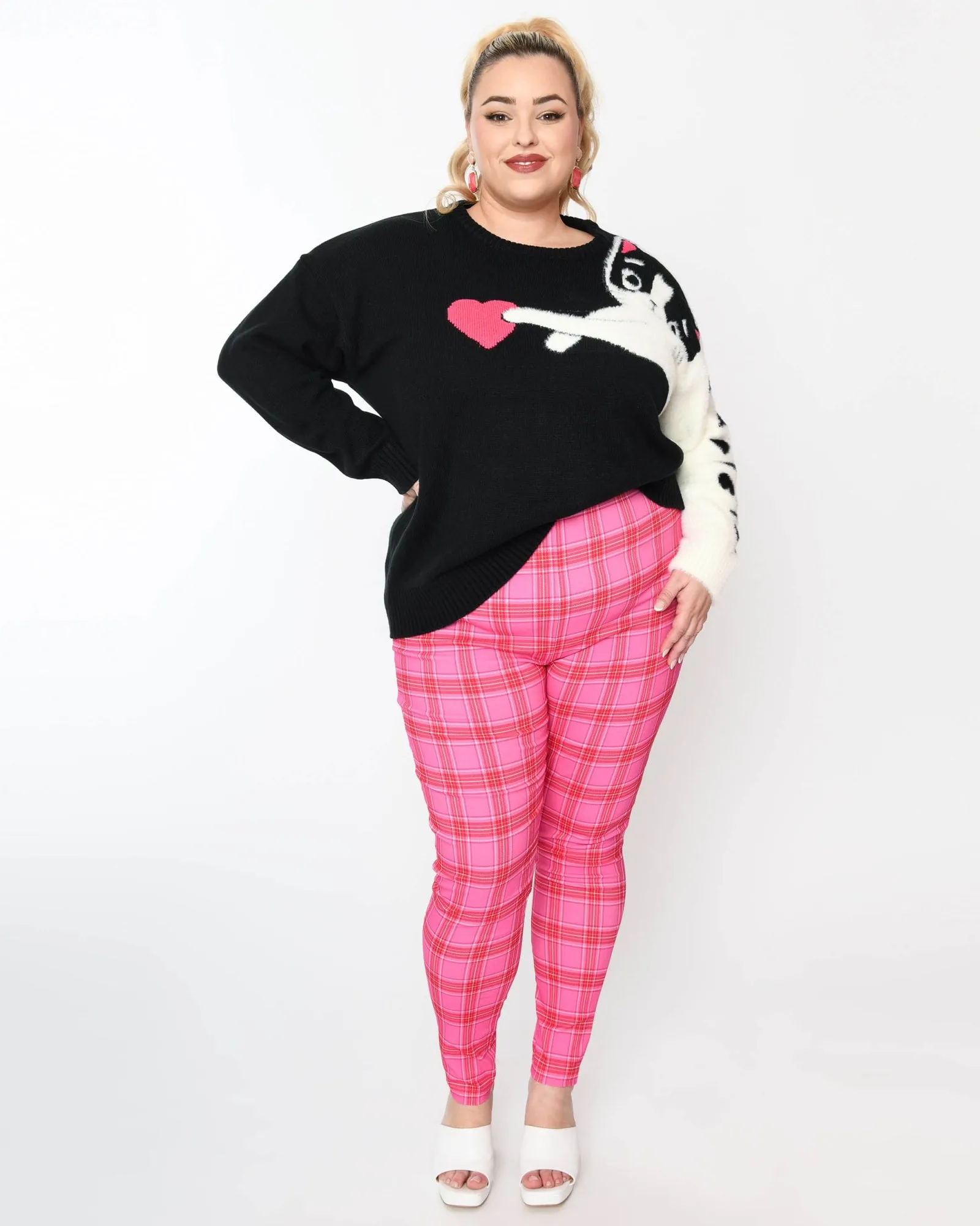 Unique Vintage Pink & Red Plaid Rizzo Cigarette Pants | Pink/Red Plaid